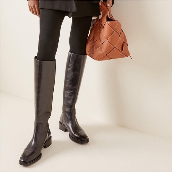 Aeyde Women Teresa Brown Leather Riding Zip Heel Boots size 10 US EU 41 - Picture 1 of 16